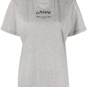 GANNI Grey Relaxed O-neck T-shirt