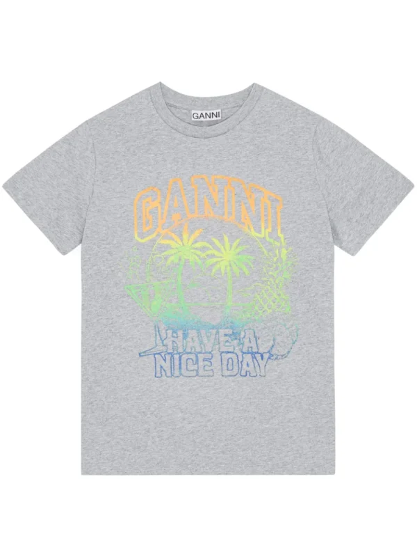 GANNI logo-print cotton T-shirt