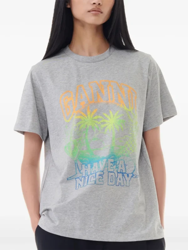 ⁦GANNI logo-print cotton T-shirt⁩ – תמונה ⁦3⁩