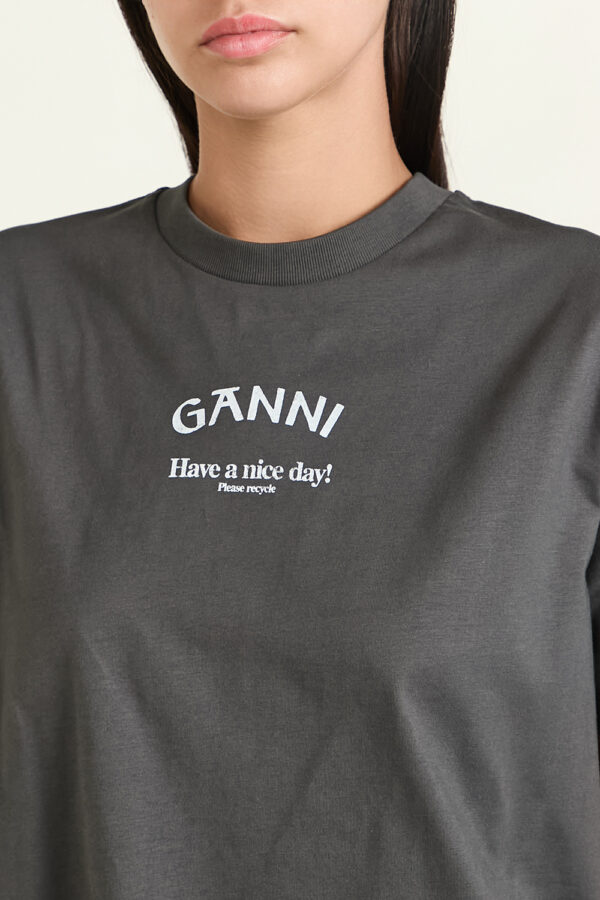 ⁦GANNI Grey T-shirt⁩ – תמונה ⁦3⁩