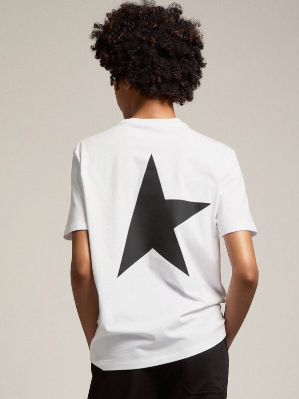 white T-shirt with contrasting black logo and star  GOLDEN GOOSE