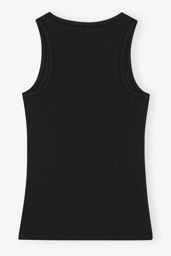⁦GANNI Black Soft Cotton Rib Tank Top⁩ – תמונה ⁦2⁩