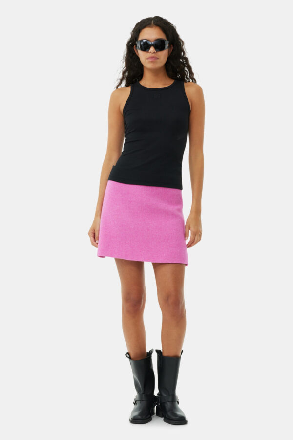 ⁦GANNI Black Soft Cotton Rib Tank Top⁩ – תמונה ⁦4⁩