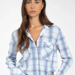 MADE Blue check jacquard snap shirt
