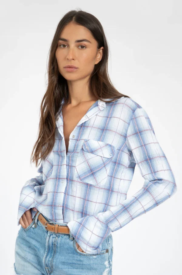 ⁦MADE Blue check jacquard snap shirt⁩ – תמונה ⁦6⁩