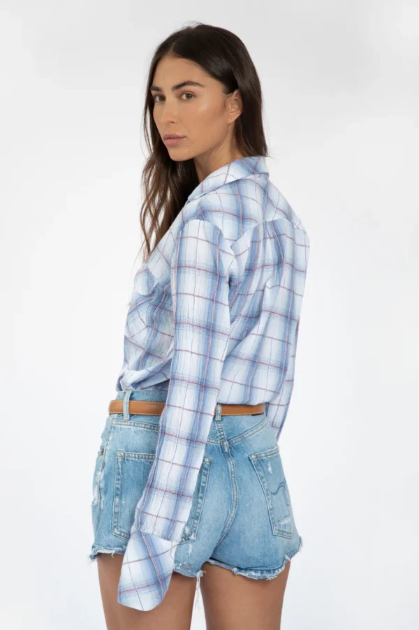 ⁦MADE Blue check jacquard snap shirt⁩ – תמונה ⁦7⁩