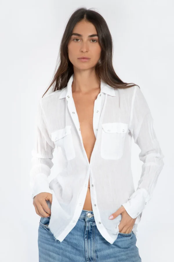 ⁦MADE White classic gauze shirt⁩ – תמונה ⁦4⁩