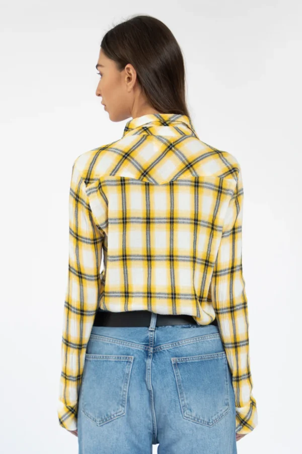 ⁦MADE Yellow western plaid snap shirt⁩ – תמונה ⁦4⁩