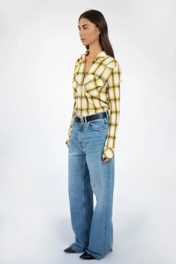 ⁦MADE Yellow western plaid snap shirt⁩ – תמונה ⁦2⁩
