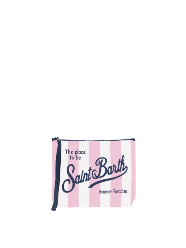 MC2 Saint Barth POCHETTE ALINE IN SCUBA CON STAMPA A RIGHE ROSA