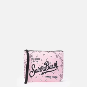 MC2 Saint Barth POCHETTE ALINE IN SCUBA CON STAMPA BANDANA ROSA