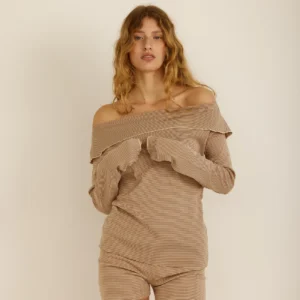 ANINA TOP BEIGE STRIPES