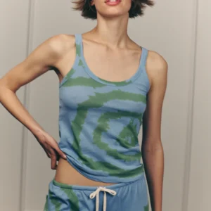SOFIA TANK TIE DYE BLUE WITH GREEN
