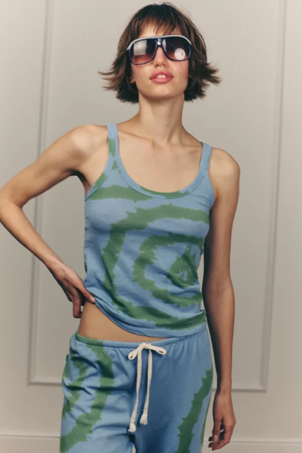 SOFIA TANK TIE DYE BLUE WITH GREEN
