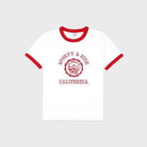 Sporty & Rich California Emblem Ringer Tee - White/Ruby