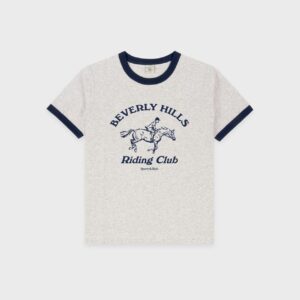 Sporty & Rich BH Riding Club Ringer Tee - Heather Gray/Dark Navy